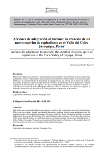 Articulo: «Acciones de adaptación al turismo: la creación de un nuevo espíritu de capitalismo en el Valle del Colca (Arequipa, Perú)»